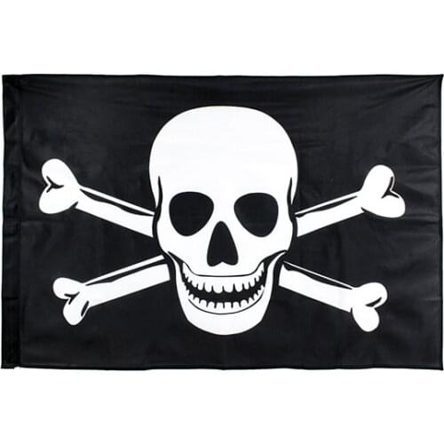 Knitted polyester 90*135cm Skull Cross bones Pirates Flag