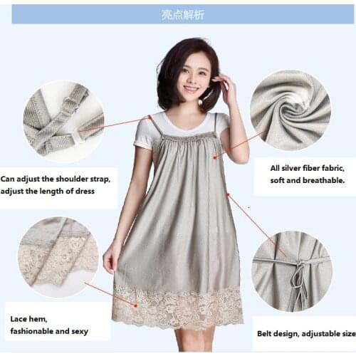 Ajiacn EMF shielding maternity dress,Comfortable & breathable,Lace hem,radiation proof fashionable work dress for pregnant women