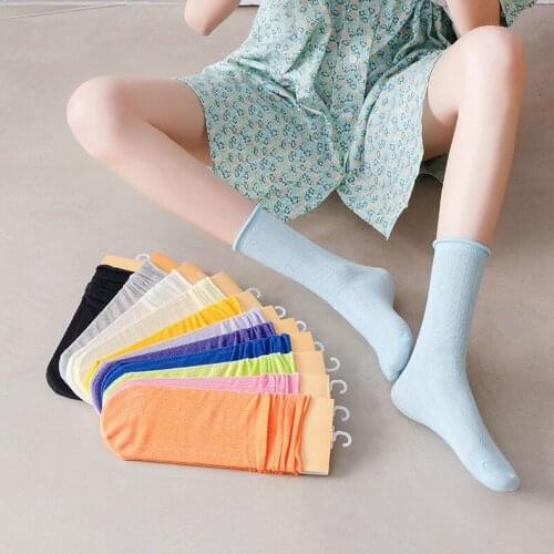 Women Socks New Spring Summer Mesh Socks Girl Women Fashion Solid Color Casual Breathable Cotton Ankle Cotton Happy Socks
