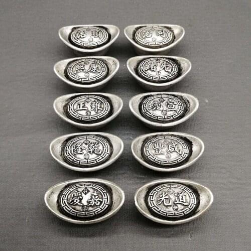 10 Piece Archaian Qing dynasty period 10 emperor money currency censer sycee Yuan Bao Signed