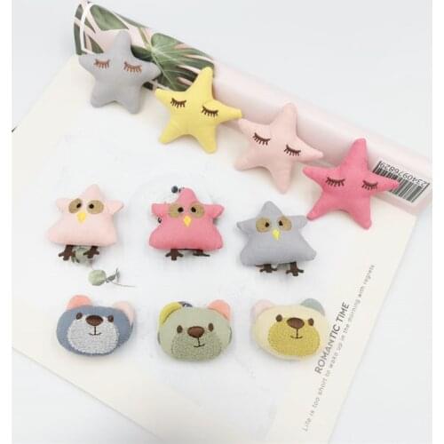 10pcs/lot Cartoon cloth art imitation cotton dolls patches appliques hair decoration for hair cloth and shoes free shipping