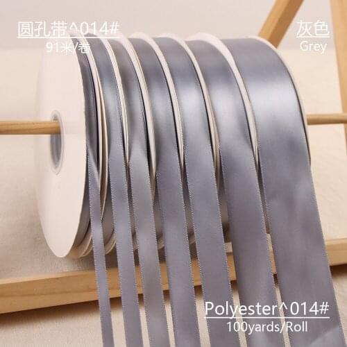 100 yards/roll Grey Single Face Satin Ribbons for Wedding Christmas Party Decoration 3mm-50mm DIY Bow Craft Ribbons Card gift