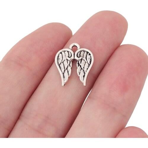 20 x Tibetan Silver Color Mini Angel Wings Charms Pendant DIY Handmade Jewelry Making 17x14mm