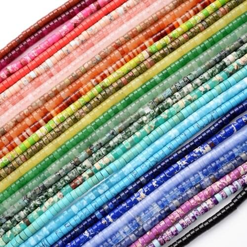 Natural Stone Beads Sun Stone Turquoises Jades Lapis Lazuli Loose Spacer Bead for Jewelry Making DIY Bracelet Accessories 2*4mm