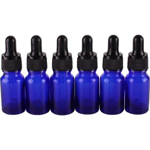 6pcs 10ml Blue Glass Dropper Bottles with Pipette Empty Perfumes Bottles Liquid Jars