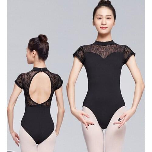 Ballet Leotard For Wome Adult Dance Cotton Lace Short Sleeve Leotard Ballet Costume Professional Adult Sexy Gymnastics Leotards