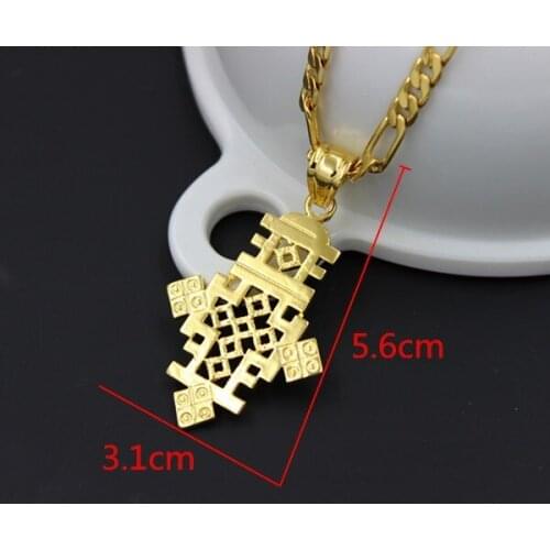 Bangrui Ethiopia Jewelry Big Cross Pendant yellow Gold Filled Jewelry For Women Men Gold color Coptic Cross Pendant