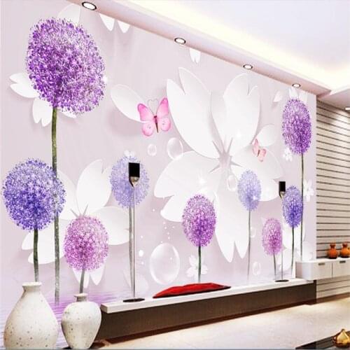 Beibehang wallpaper for walls 3 d,Custom large frescoes beautiful fresh romantic dandelion 3D TV backdrop,papel de parede