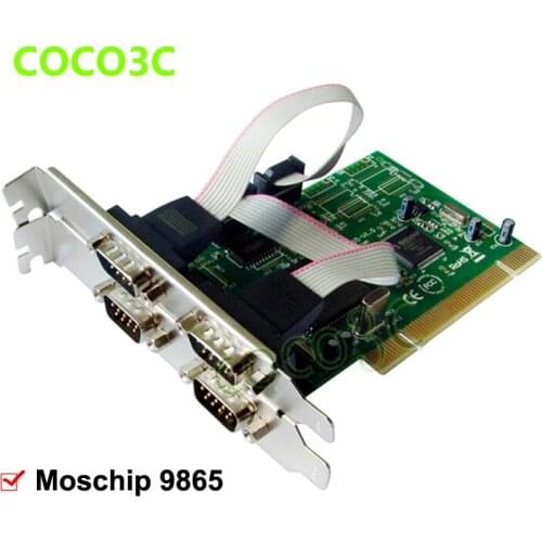 Free Shipping Chipset Moschip MCS9865 serial RS232 4 Ports PCI controller card PCI to DB9 port I/O card converter