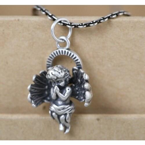 BOCAI new real S925 pure Silver Fashion Silver Jewelry Angel Woman Pendant solid 925 Silver Artistic Temperament Female Pendant