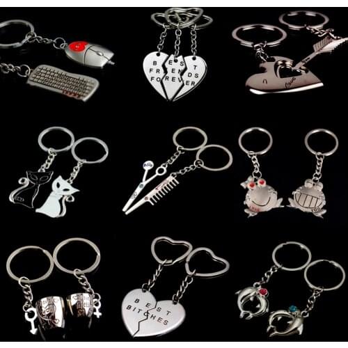 2 Pcs/Set Couple I LOVE YOU Letter Keychain Heart Key Ring New Lovers Key Chain Valentines Day gift