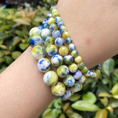 6/8/10/12mm Yellow Blue Natural Stone Persian Jades Beads Loose Spacer Beads For Jewelry Making Diy Necklace Bracelet Accessory