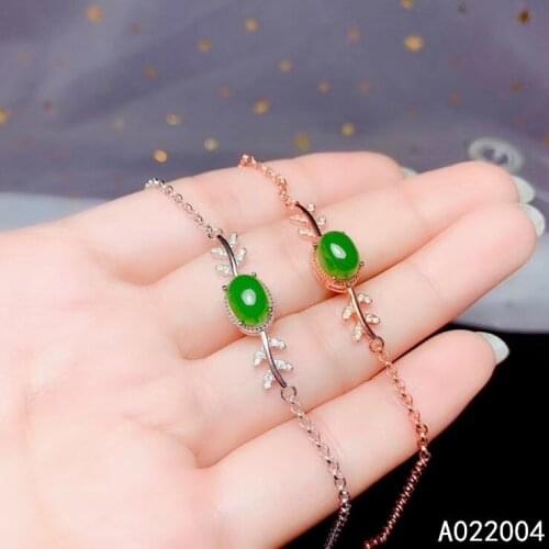 KJJEAXCMY Fine Jewelry 925 Sterling Silver inlaid gemstone Jasper women hand bracelet classic support detection