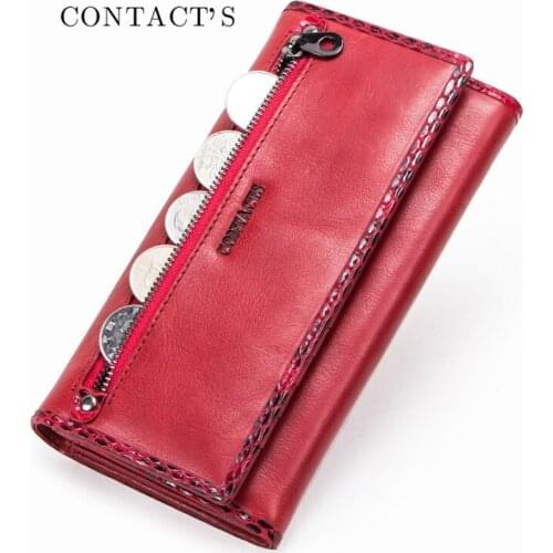 Wallet Ladies Vintage Leather Ladies Wallet First Layer Cowhide Tri-fold Female Clutch Large Capacity Wallet Mobile Phone Bag