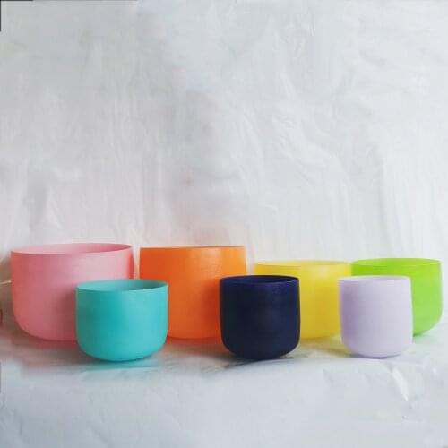 KVKA 432hz Tuned CDEFGAB Chakra Quartz Single Frosted Crystal Singing Bowl 6-12 inch