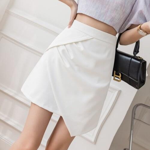 2021Summer Solid color Folds Korean-style A-line skirt Short Skirt Pants High-waist Womens Elegant New Skirts