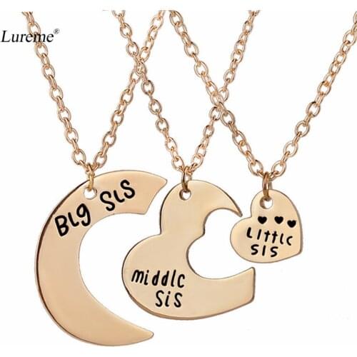 Lureme 3 Pcs Matching Metal Heart Moon Necklace Best Friends Forever Jewelry Gifts for Women Girl (nl005816)
