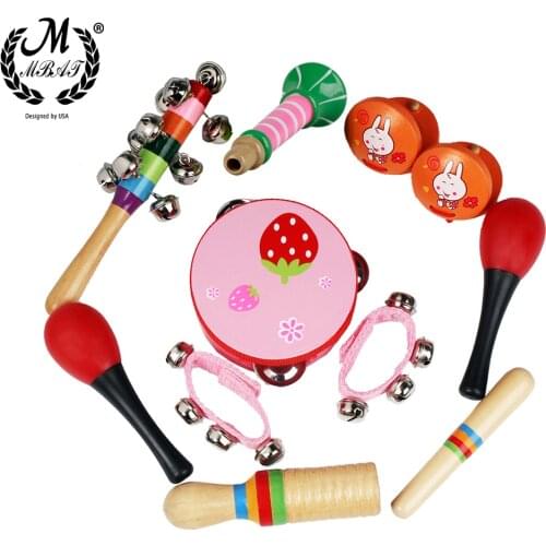 M MBAT 10Pcs Orff Childrens Instrument Set Baby Music Early Education Toys For Boys And Girls Preschool Education Tambourine