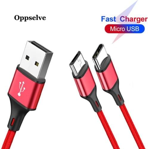 Nylon Braided Micro USB Type C Cable for Android Phone Samsung Xiaomi Huawei P40 P30 Charger Data Wire Fast Charging Data Cord