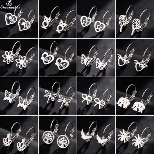 Shuangshuo Lovely Stainless Steel Earrings Cute Heartbeat Stud Earring for Women Girls Kids Everyday Jewelry Full Love Ear Gifts