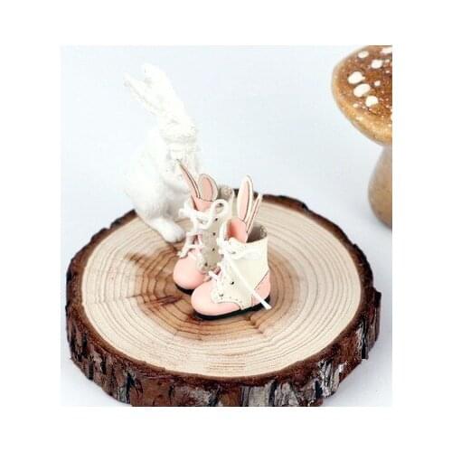 Blythes doll shoe size fashion style cute rabbit ear lace-up boots Martin ankle boots round cake beautiful pig doll shoes mint