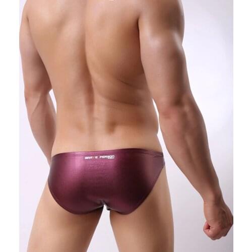 Mens underwear Europe and America Fashion sexy Patent leather faux leather Show nightclub mens briefs BRAVE PERSON