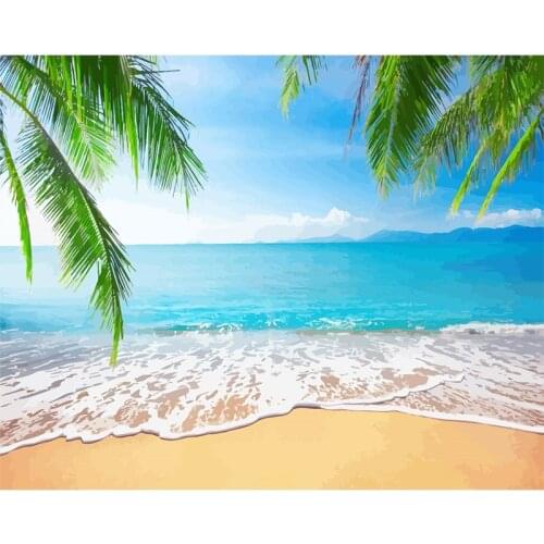 Bright sunny beach Scenery DIY Painting By Numbers Big Sizes Propylene Oil Painting Special Gift Art Home Decoration 60x75cm