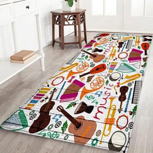 Music Pattern Kitchen Anti-slip Mat Living Room Balcony Bathroom Outdoor Printed Carpet Corridor Absorbent Door Mat Prayer Rug