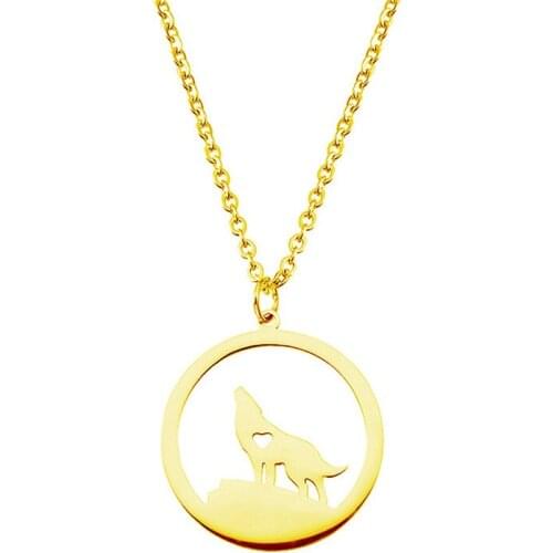 New Wolf Necklace Gold Silver Color Stainless Steel Wolf Pendant Necklace Wolf Jewellery
