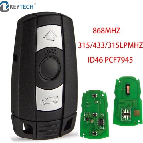 OkeyTech 3 Buttons Remote Control Car Key For BMW 1/3/5/7 Series CAS3 X5 X6 Z4 With 315 /433/315LPMHZ/ 868MHz ID46 PCF7945 Chip