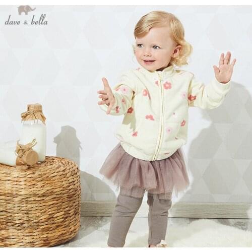 DB396-K dave bella autumn baby unisex fashion cartoon print zipper pockets coat children tops infant toddler outerwear