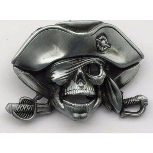 Cross Pirates knife Skull Belt Buckle SW-BY730 suitable for 4cm wideth snap on belt with continous stock