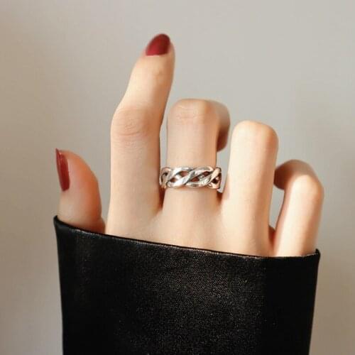 Sterling Silver 925 Braided Woven Twisted Knot Eternity Band Trinity Ring Womens Antique Vintage Retro Open-ended Silver Ring