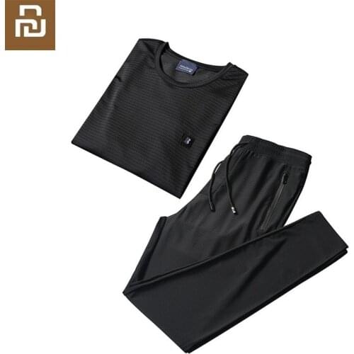 Casual Mens summer cool quick-drying sports suit Trendy breathable short sleeved T-shirt ice silk sweatpants Fitness sweatshirt