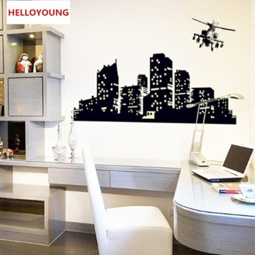 QT-0083 Luminous City Of The Night Sky Wall Sticker Art Mural Waterproof Wall Stickers Home Decor living room Glow in the Dark