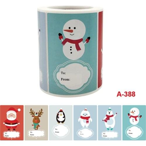 Merry Christmas Stickers Roll Colorful 250-Count Stickers Round Seals Stickers for Cards Gift Envelopes Box J2Y