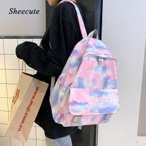 School Bags for Teenage Girls Backpacks Nylon Waterproof Laptop Backpack Camouflage Tie Dye Kids Bookbag Female Shoulder Bag