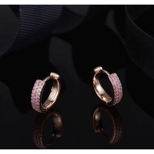 SOELLE Fashion 925 Sterling Silver Pink Orange Black 4 Colors Simple Circle Anneau Hoop Earrings Pave Zirconia Women Jewelry