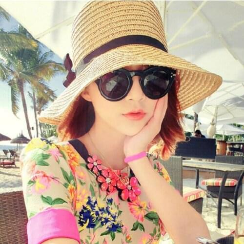 Summer straw hat women big wide brim Beach Sun Hat Straw floppy sun block UV protection hat Bohemia Cap