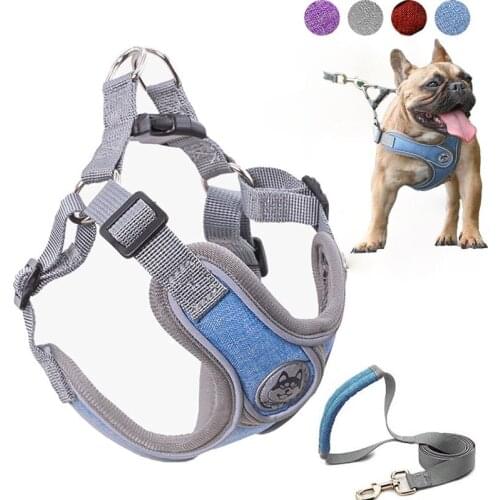 New Pets Dogs Accessories Luminous Adjustable Harness for Dogs Puppy Vest Collar Leash French Bulldog Medium Small Large Dog
