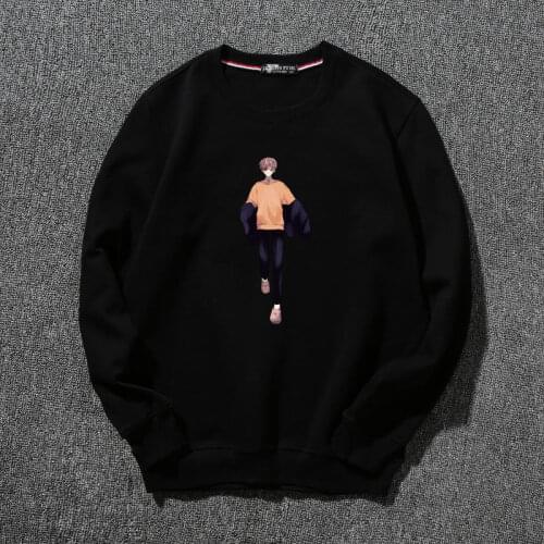 Sweatshirt Mens round Neck Pullover Hoodless Youth Fashion Cartoon Spring and Autumn New Thin Bottoming Shirt Mens Shirt