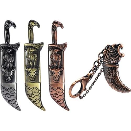 Metal Pen Drive 4GB 8GB 16GB Cool Knife Usb Flash Drive 128GB 256GB Eagle Tiger Cattle Memory Stick U Stick 32GB 64GB Pendrive