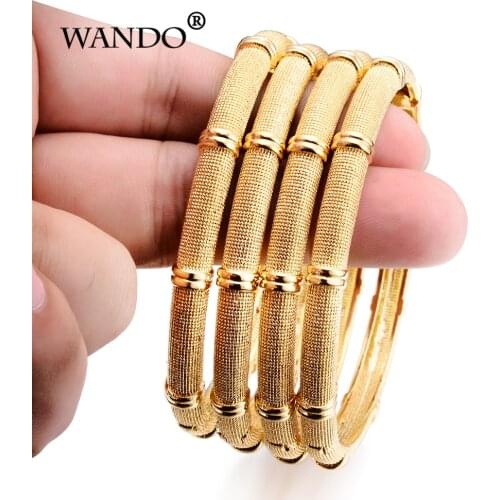 Wando 4pcs can open Arab indian ethnic African gold colour Fashion Bracelet Segmental bamboo Bangle jewelry b15