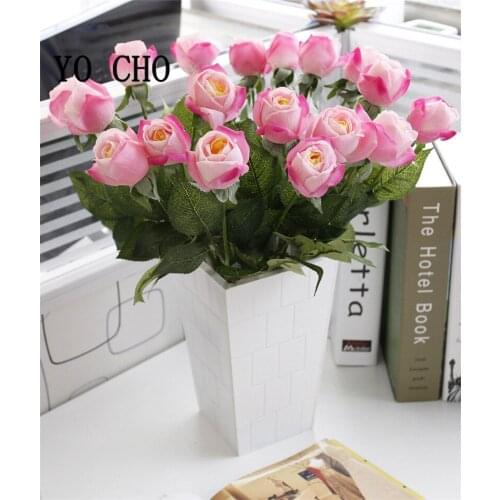 YO CHO Big Silk Rose Flore Branch Artificial Flowers Roses For Home Hotel Decor DIY Wedding Fall Decoration Silk Fake Flowers