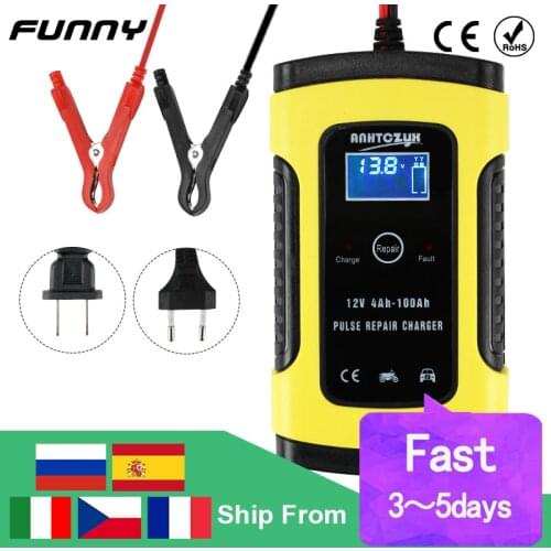 12V Car Battery Charger 6A Full Automatic Intelligent Fast Power Pulse Repair Chargers Digital LCD Display Wet Dry Lead Acid