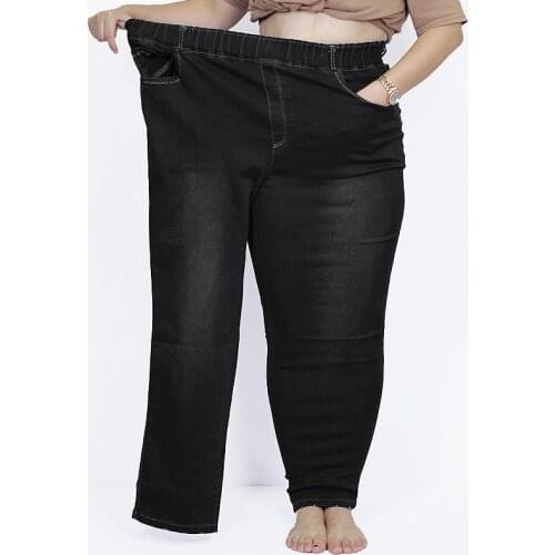 Suitable For 140kg Oversized Denim Pants 2021 Female High Waist Jeans Spring Casual Button Trousers Womens Streetwear Autumn