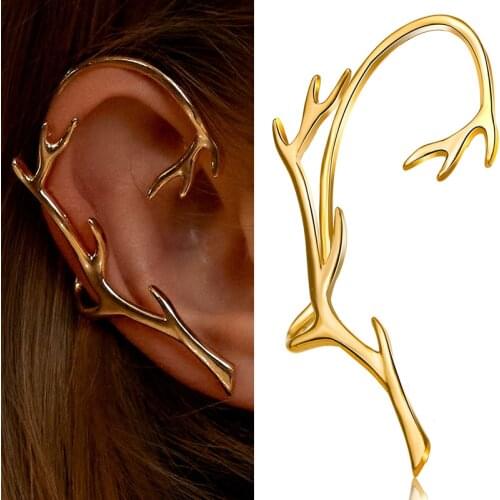 Punk New Trendy Branch Clip Earrings Vintage Ear Cuff Gothic Gold Silver Hanging Ear Wrap for Women Minimalist No Piercing 1PC