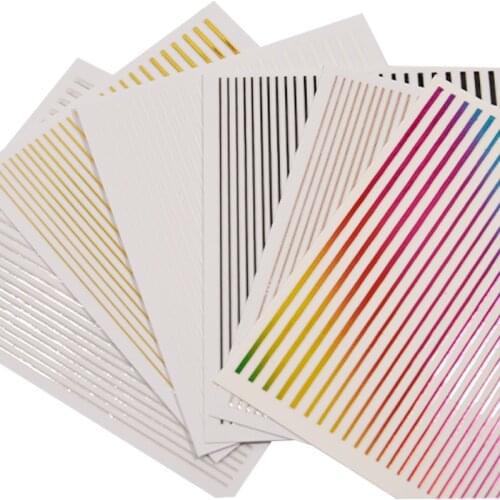 1pcs 6 colors Multi-size Lines 3D Nail Sticker 2020 NEW Holographic Nail Sticker Decals Metal Adhesive-Self 3D Nail Art sticker