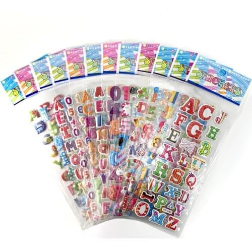 12 sheets/set letter and number sticker for kids boys girls learning DIY toys cartoon scrapbook stickers