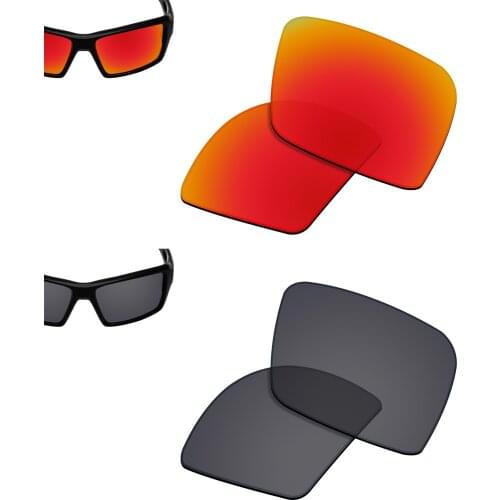 SmartVLT 2 Pairs Polarized Sunglasses Replacement Lenses for Oakley Eyepatch 2-Orange Redd and Solid Black
